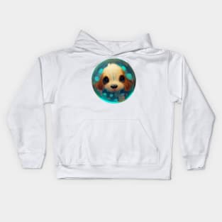 Cute dog in a bubble Kids Hoodie